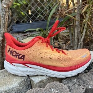 Hoka One One Mens Clifton 8 1119393 FBOR Orange Running Shoes Sneakers Sz 11 D